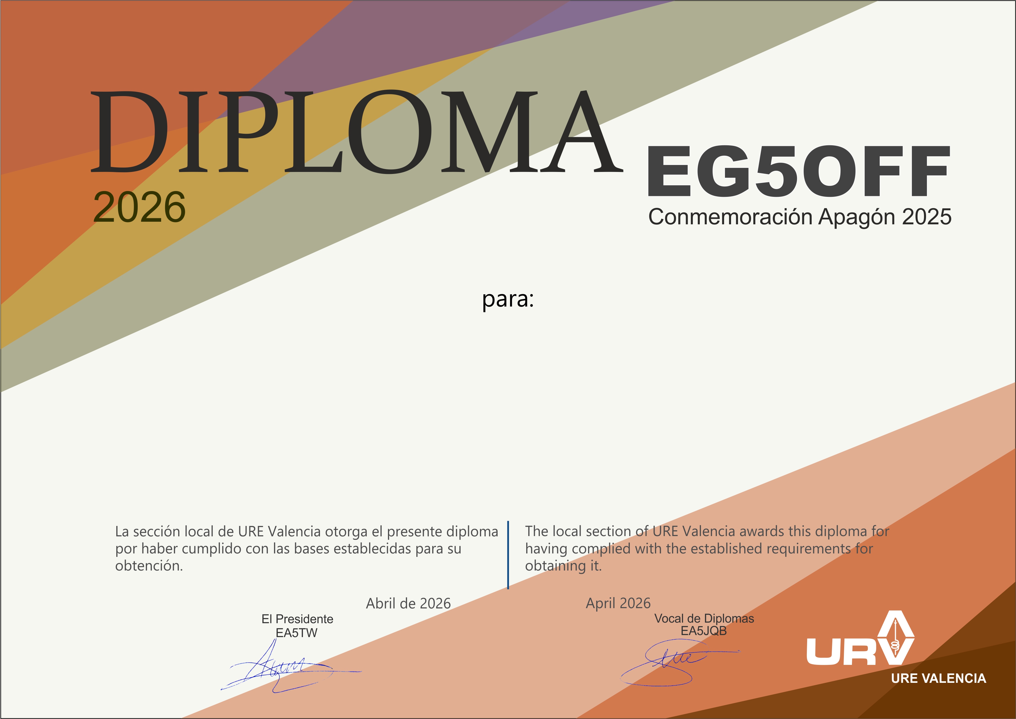 Conmemoración apagón España 2025: EG5OFF